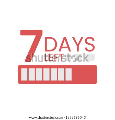 Sale banner with countdown - 7 numbers. Text days left with discharging status bar as discharged battery. Last day offer banner or badge.