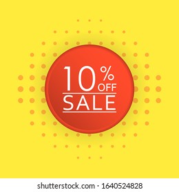Sale banner design. 10 percent price off discount label or tag. Promo badge for advertising design. Vector illustration.