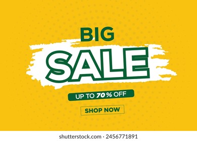 Sale Banner Design 70 % off isolated Yellow Background.