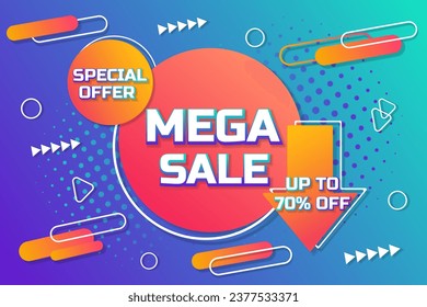 Sale banner design. Sale advertisement template on abstract background. Super sale promo event banner.