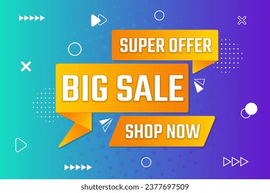 Sale banner design. Sale advertisement template on abstract background. Super sale promo event banner.