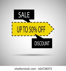 sale banner design. Creative discount poster, special offer tag.