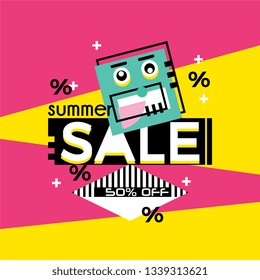 Sale banner design creative template trendy colors