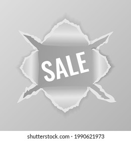 sale banner design cross with hole torn paper collection set vector illustration