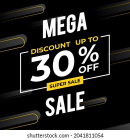 Sale banner design with discount up to 30% off. Flash sale vector template.