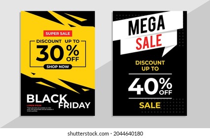 Sale banner design with discount up to 30% and 40% off. Flash sale vector template.