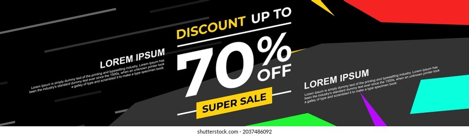 Sale banner design with discount up to 70% off. Vector template.