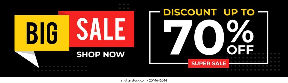 Sale banner design with discount up to 70% off. Vector template.