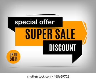 Sale banner design. Discount yellow poster, special offer. Sale poster. Super Sale banner. Sale sticker. Discount vector, discount eps10