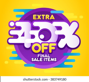 Sale banner design. Extra sale 40% off. Vector illustration. Final sale items