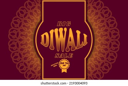 sale banner design on diwali traditional festival, on ornament background