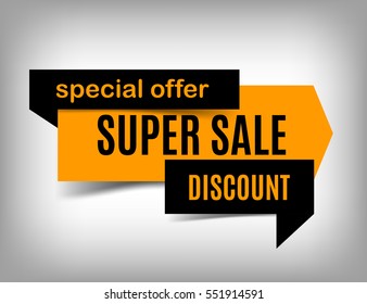 Sale banner design. Orange trendy discount poster, special offer. Flash sale sticker. Vector illustration, eps 10.