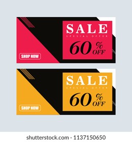 Sale banner design. Red and black banner.  Brochure template. Simple sale sign. Facebook banner. web banner design. Voucher. vector illustration. Gift card