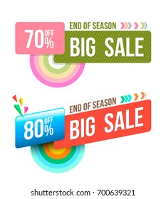 Sale banner design set over a white background. Vector illustration for promotion advertising.