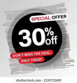 Sale Banner Design. Special Offer, 30% off.