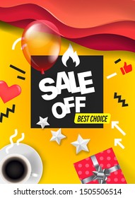 Sale banner design template. Color geometric vertical background 
