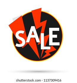 Sale banner design template, discount tag, vector illustration