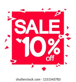 Sale banner design template, discount tag 10% off, vector illustration