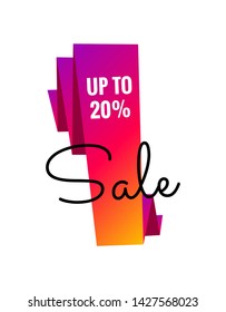 Sale banner design template. Flat origami speech bubble special offer discount vector illustration.