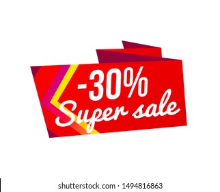 Sale banner design template. Flat origami speech bubble special offer discount vector illustration.