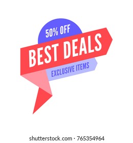 Sale banner design template. Flat speech bubble special offer discount vector illustration.