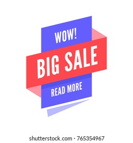 Sale banner design template. Flat speech bubble special offer discount vector illustration.