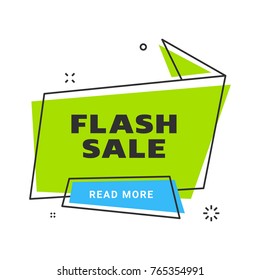 Sale banner design template. Flat line geometric speech bubble special offer discount vector illustration.