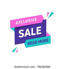 Sale banner design template. Flat origami speech bubble special offer discount vector illustration.