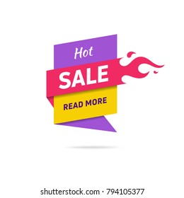 Sale banner design template. Flat origami speech bubble special offer discount vector illustration.