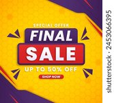Sale banner design template with gradient shapes