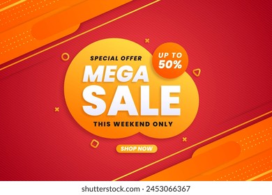 Sale banner design template with gradient shapes to promote your business