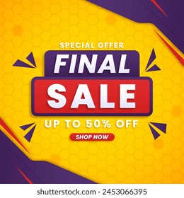Sale banner design template with gradient shapes