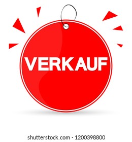 Sale banner design template, inscription in German language, discount tag, app icon, vector illustration