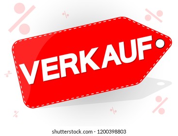 Sale banner design template, inscription in German language, discount tag, app icon, vector illustration