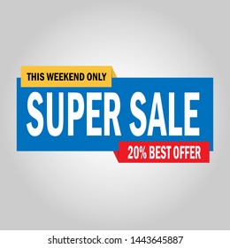 Sale banner design template. Super sale 20% best offer. Vector illustration