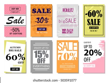 Sale banner design templates set, vector illustration