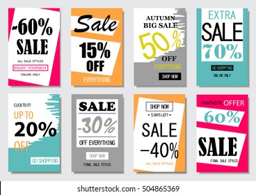 Sale banner design templates set, vector illustration