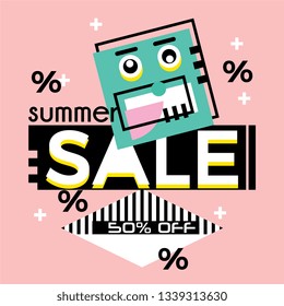 Sale banner design with trendy retro design