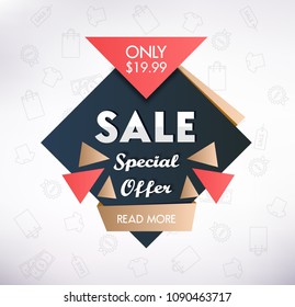 Sale Banner Design. Vector Illustration 