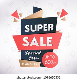 Sale Banner Design. Vector Illustration 