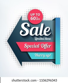 Sale Banner Design. Vector Illustration 