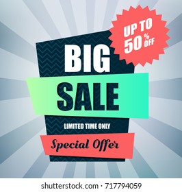 Sale Banner Design. Vector Illustration