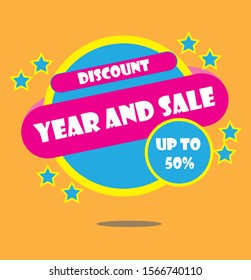 sale banner design. year and sale up to 50%. banner template. Vector illustration