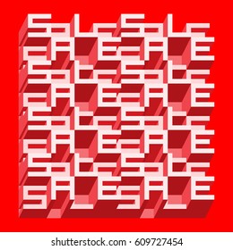 Sale Banner - Different Depth and Height 3D Block Style of SALE Words. Shade of Red Sale Vector illustration.