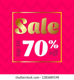 sale banner discount 70% Special offer, sale. pink background. vector illustration