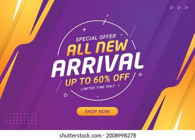 Sale Banner Discount Promotion. All New Arrival Banner Offer Product Retail Vector Graphic