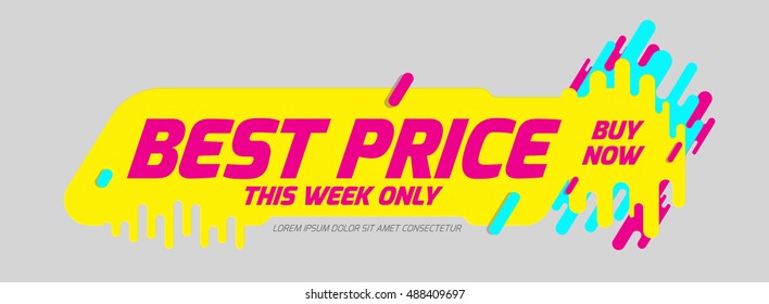 Sale banner dynamic wavy form with irregular parallel rounded lines on light background. Advertising design shape. Flat style.