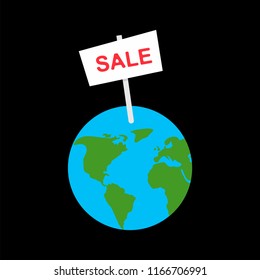 Sale banner earth planet. selling World Vector illustration
