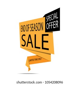 Sale banner. End of season sale. Discount limited time only. Yellow discount poster on a light background, Sale tag, label, badge. Special offer. Vector illustration, eps10