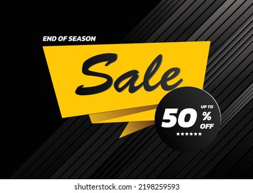 sale banner, end of season, special offer, poster design template, vector illustration